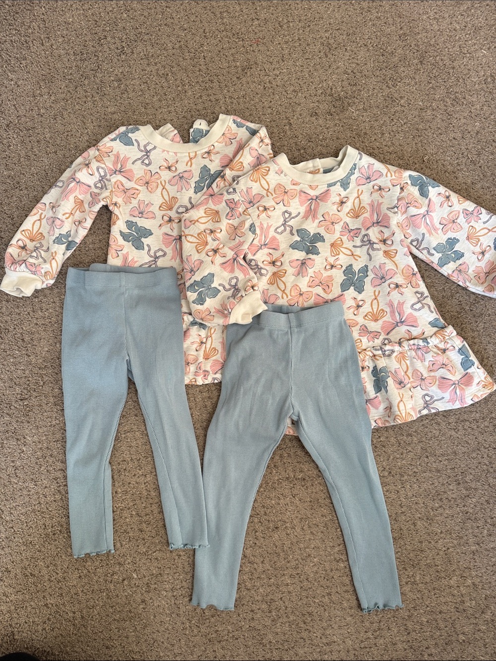 Twins matching sets Bow print tunic and pants